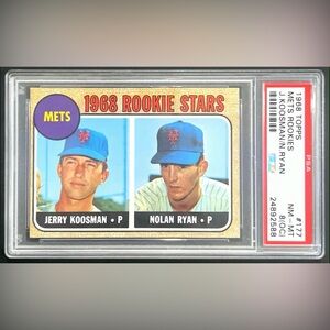 1968 Topps- Nolan Ryan (RC) / J Koosman #177 - PSA Graded NM-MT 8 (OC)